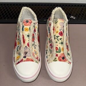 Cracker Barrel Women's Floral Slip On Sneakers Size 9 Canvas Frayed Edge